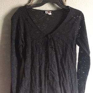 ✨Vintage! Long black lace cardigan